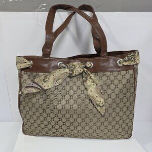 Chadwicks Tote Bag Brown Tan Paisley Scarf Shoulder Purse Handbag Womens